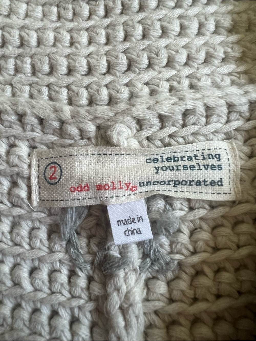 Odd Molly Cream Crochet Button-Front Women's Sweater Coat GUC Large - Picture 11 of 16